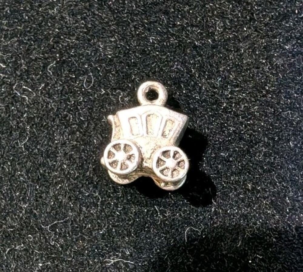 Sterling Silver Stagecoach Horse Drawn Carriage Cinderella Charm For Bracelet